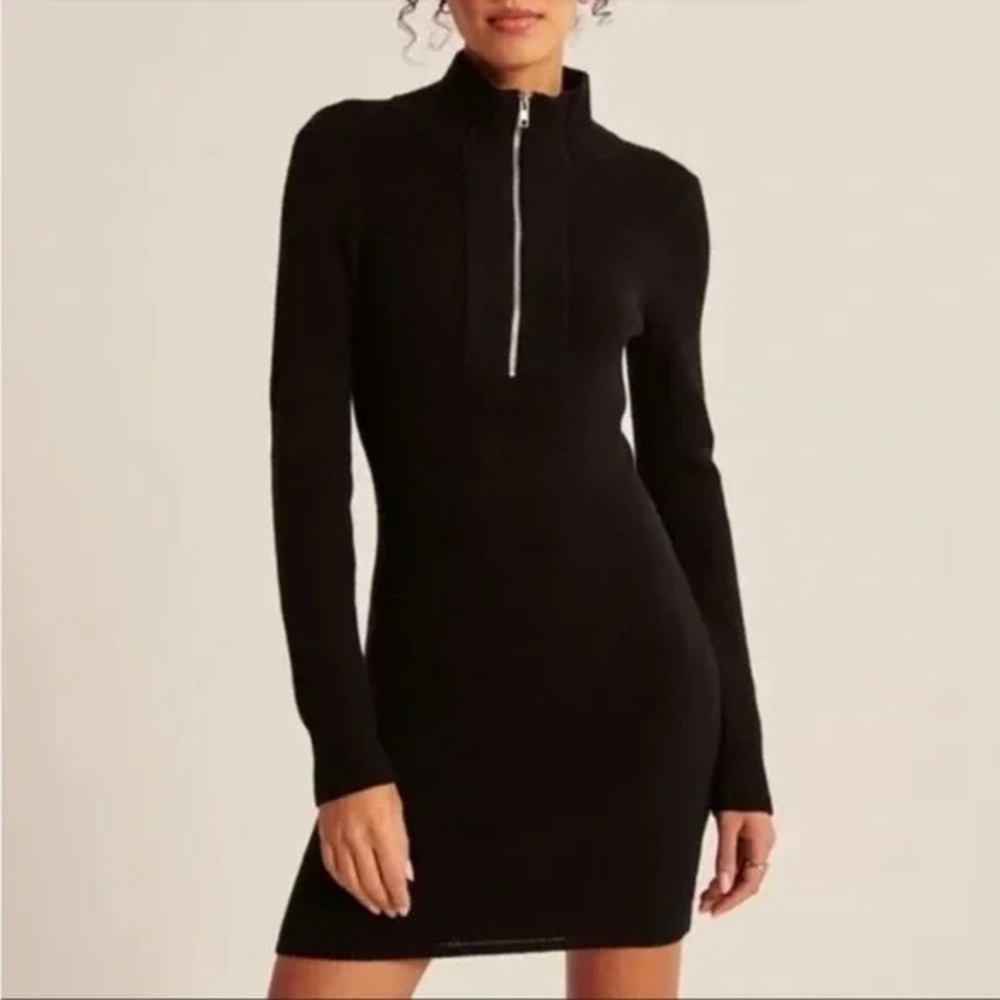 ABERCROMBIE & FITCH Half-Zip Mini Sweater Dress
